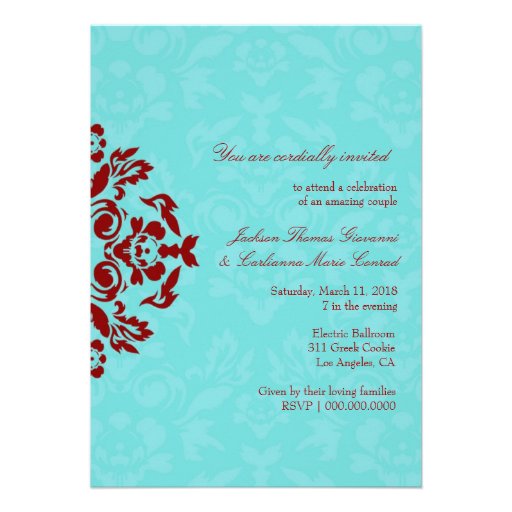 311 Aqua Blue Flame 5 x 7 Invite