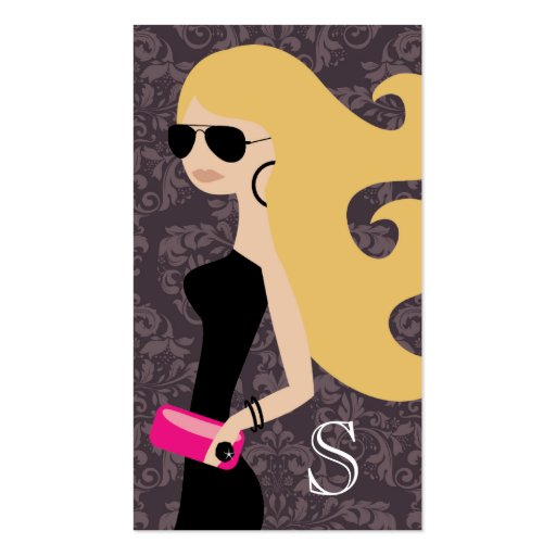 311 Aviator Fashionista Blonde Hot Pink Damask Business Cards