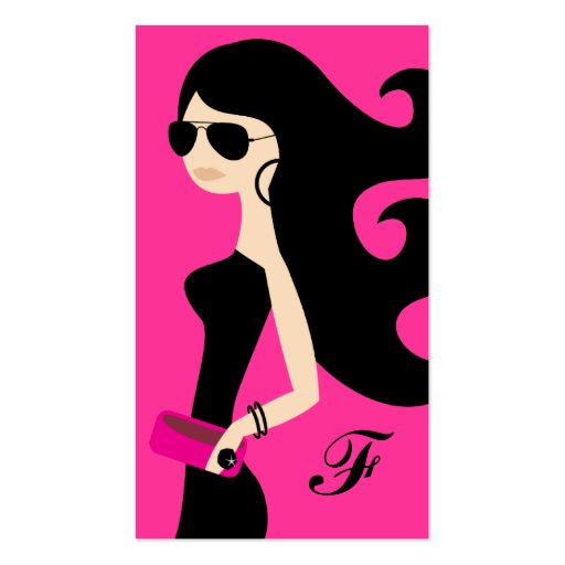 311 Aviator Fashionista Brunette Hot Pink Business Card Templates (front side)