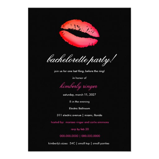 311-Bachelorette / Lingerie Party Invite RED
