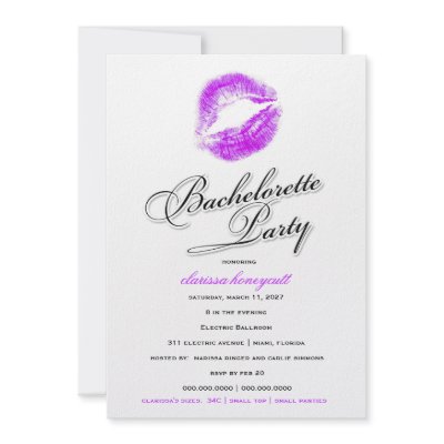 311-Bachelorette Party - Purple Kisses Custom Announcement by Jill311