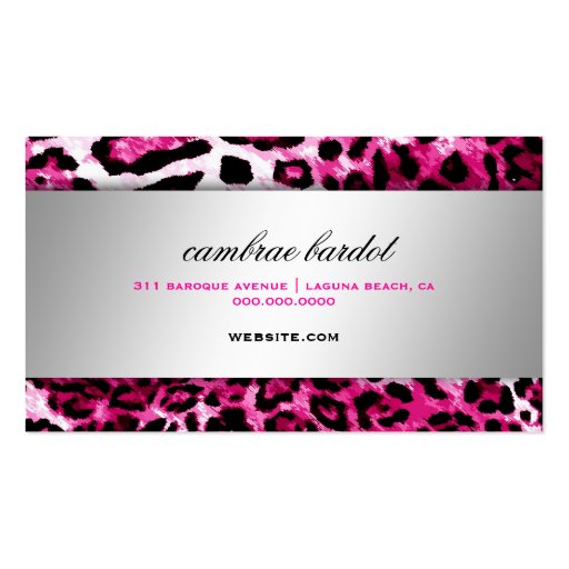 311 Baroque Boutique Hot Pink Leopard Business Card Templates (back side)