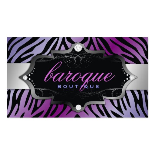 311 Baroque Boutique Purple Flirt Zebra Business Cards (front side)