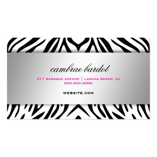 311 Baroque Boutique Zebra Business Card (back side)