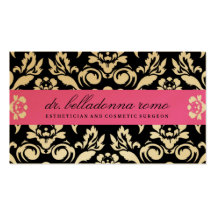311-Belladonna Damask Golden Pink Business Cards