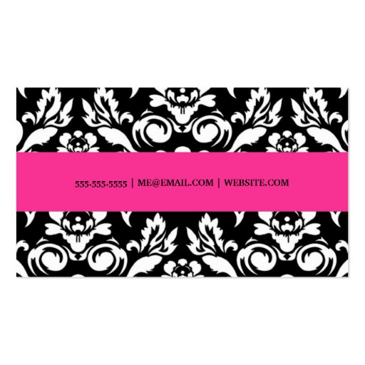 311 Belladonna Damask Hott Pink Business Cards (back side)