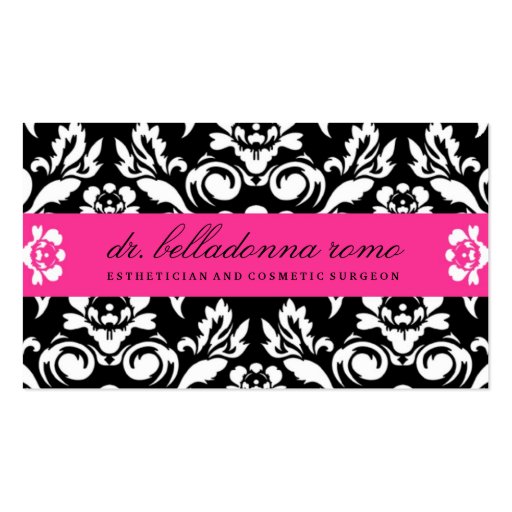311 Belladonna Damask Hott Pink Business Cards (front side)
