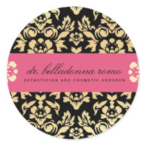 311-Belladonna Damask Pink Round Sticker