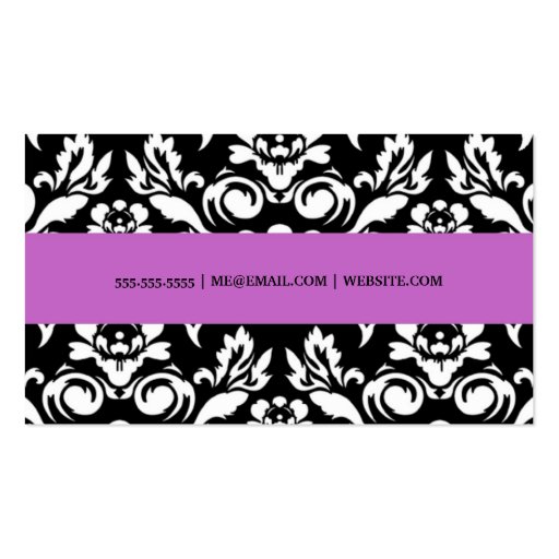 311 Belladonna Damask Purple Business Card Templates (back side)