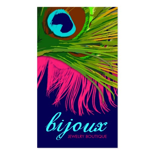 311-Bijoux Peacock | Hot Pink Business Card Template (front side)