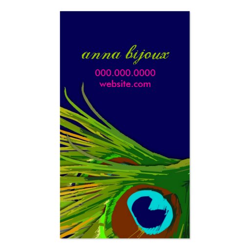311-Bijoux Peacock | Hot Pink Business Card Template (back side)