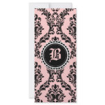 311 Black Peach Damask Monogram Flower Customized Rack Card
