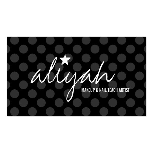311 Black Star Polka Dots Appointment Card Business Card Template (front side)