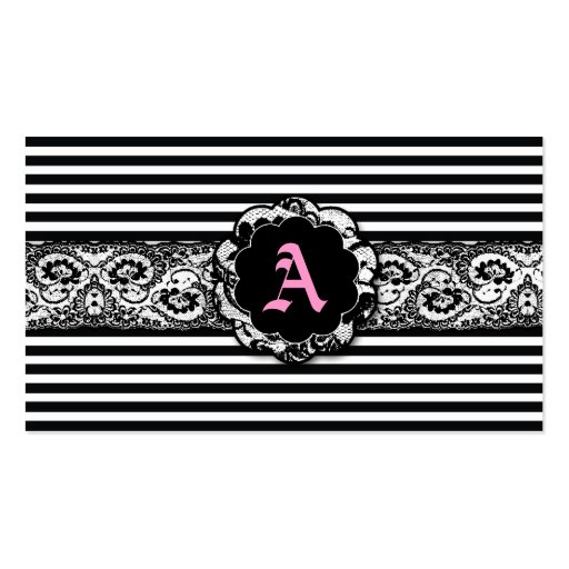311-Black Stripes and Lace Business Card Templates (front side)