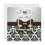 311 Blackberry Brown Damask Blue Brown Personalized Invitation