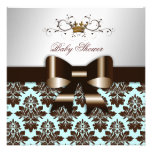 311 Blackberry Brown Damask Blue Brown Personalized Invitation