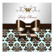 311 Blackberry Brown Damask Blue Brown Personalized Invitation