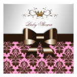 311 Blackberry Brown Damask Pink | Baby Custom Invites
