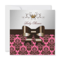 311 Blackberry Brown Damask Rose Pink | Baby Personalized Announcements