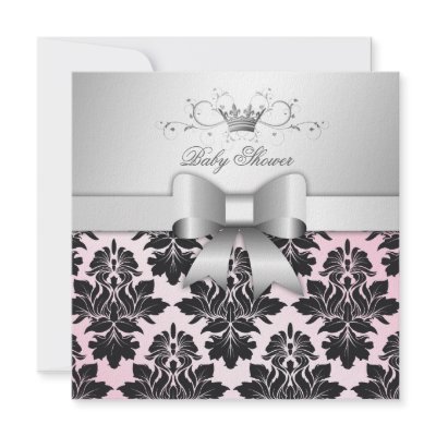 311-Blackberry Precious Pink Damask | Baby Shower Custom Announcement by Jill311