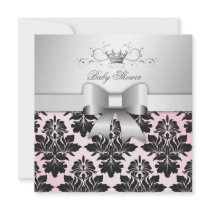 311-Blackberry Precious Pink Damask | Baby Shower Custom Announcement