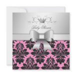 311-Blackberry Sweet Pink Damask Bow | Baby Shower Custom Announcement
