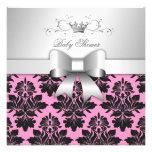 311-Blackberry Sweet Pink Damask Bow | Baby Shower Custom Announcement