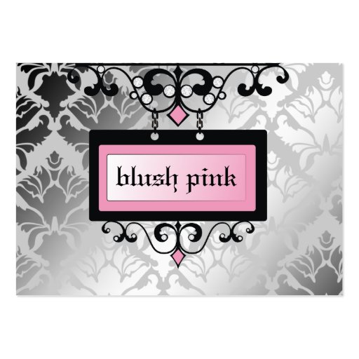 311-Blush Pink Boutique Sign | Damask Shimmer Business Card Template (front side)