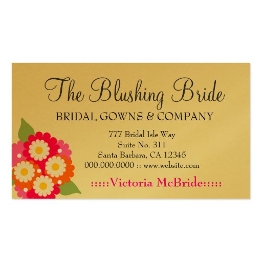 311 BLUSHING BRIDE BUSINESS GOLD CARD BUSINESS CARD TEMPLATES (back side)
