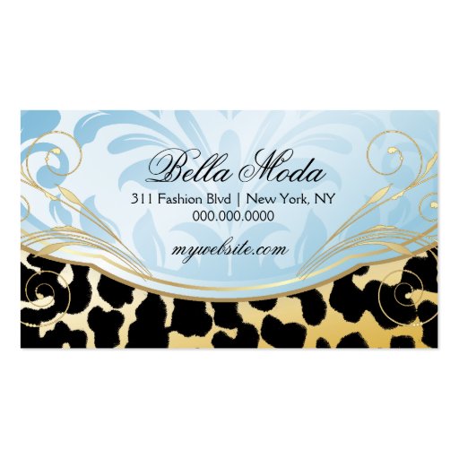 311 Bodacious Boutique Golden Leopard Spots Business Cards (back side)