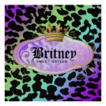 311 Bodacious Leopard Damask Amethyst Rainbow Invitation