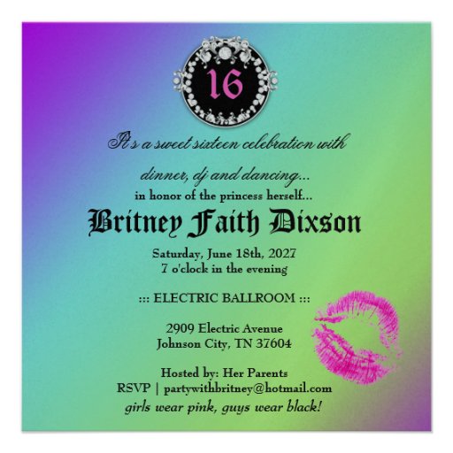 311 Bodacious Leopard Damask Amethyst Rainbow Invitation