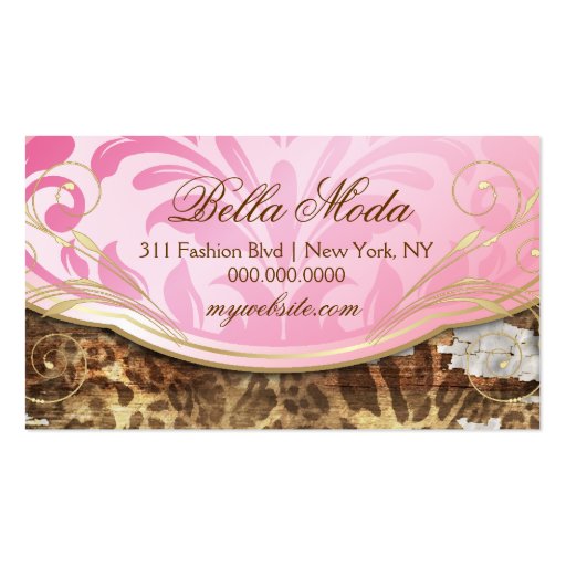 311 Bodacious Pink Rustic Leopard Business Card (back side)
