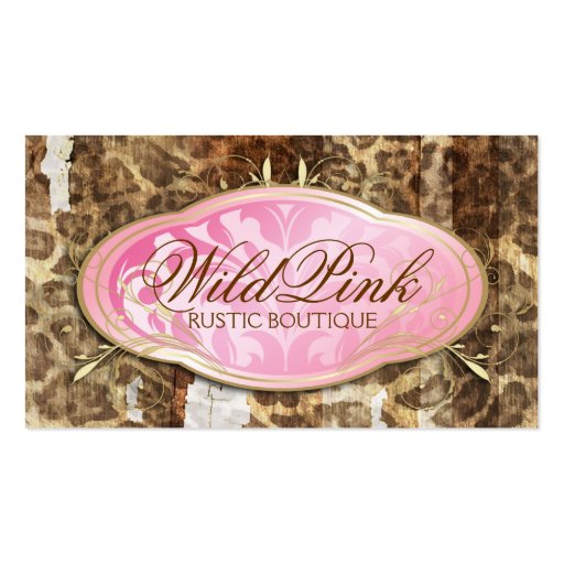 311 Bodacious Pink Rustic Leopard Business Card (front side)
