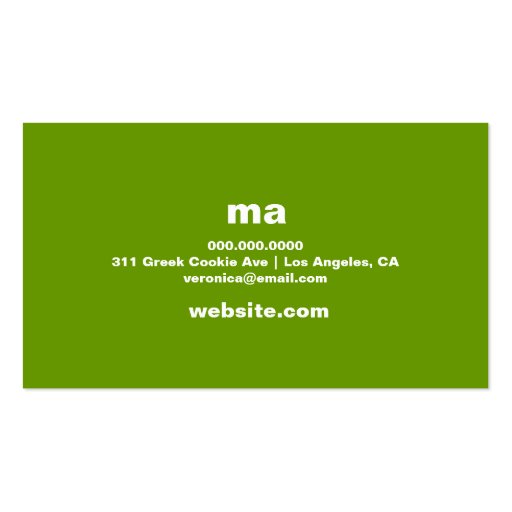 311-Boldly Simplistic | Green Business Card (back side)
