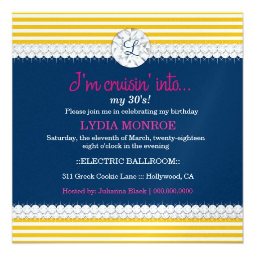 311 Bombshell Silhouette Nautical BlueTheme Custom Invitation