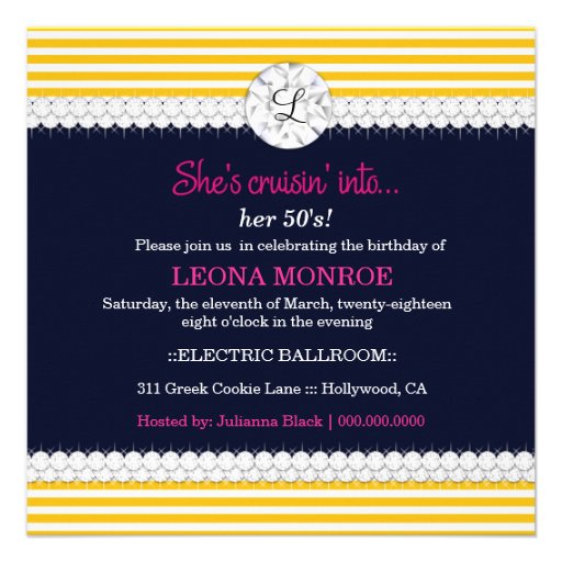 311-Bombshell Silhouette Nautical Theme Custom Invitation