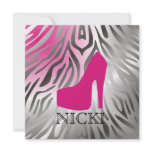 311-Bombshell Silhouette Zebra Hot Pink Heel Custom Invite