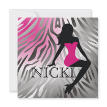 311-Bombshell Silhouette Zebra Invitations