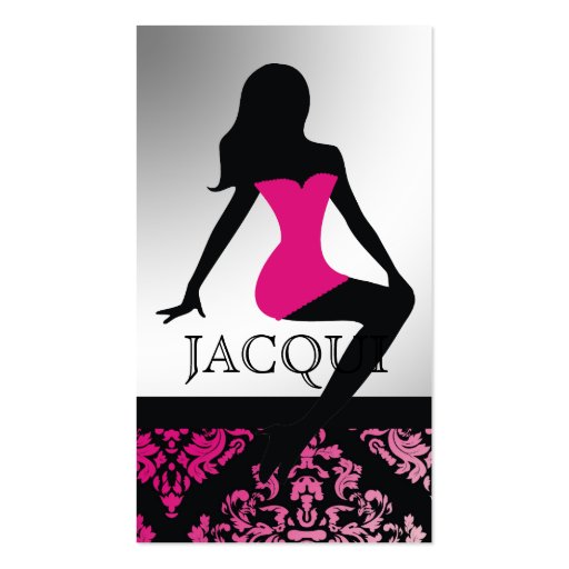 311-Bombshell Silhouette Zebra - Luxuriously Pink Business Card Templates (front side)