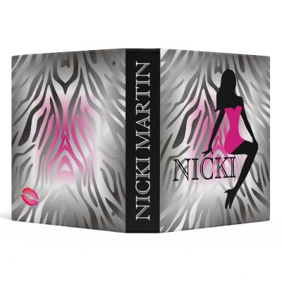 311-Bombshell Silhouette Zebra Square Pink Fade Vinyl Binder by Jill311