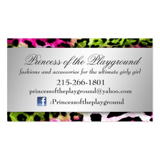 311 Bow-licious Hot Lime Pink Leopard Business Card Templates (back side)