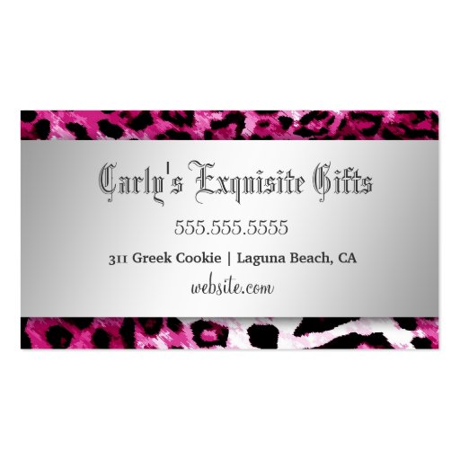 311 Bow-licious Hot Pink Leopard Business Cards (back side)