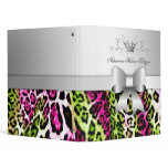 311-Bow-licious Leopard Hot Lime 3 Ring Binder
