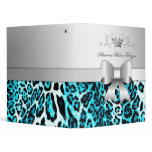 311-Bow-licious Leopard Turquoise 3 Ring Binder