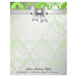 311-Bow-licious Lime Flourish Damask Custom Letterhead