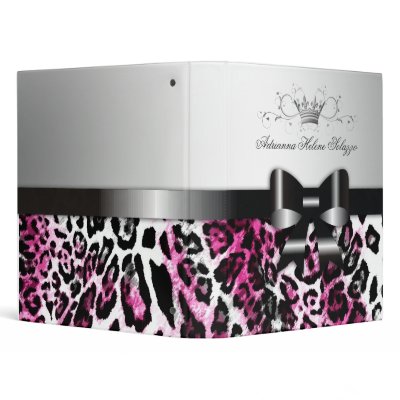 311-Bow-licious Pink Black Leopard Vinyl Binder by Jill311