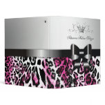 311-Bow-licious Pink Black Leopard Vinyl Binder