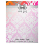 311-Bow-licious Wild Sunset Damask Personalized Letterhead