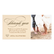 311 Brown Tan Elegant Thank You Photo Card Heart photo cards